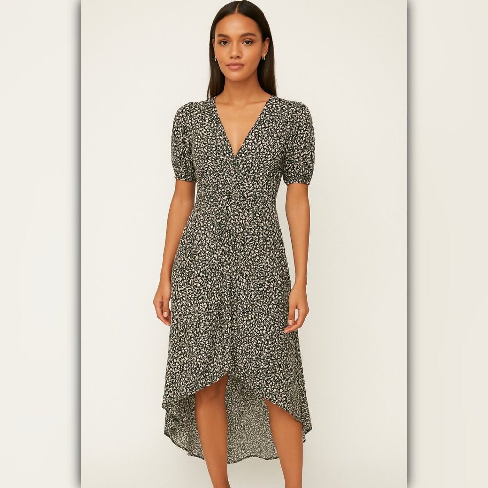 A024-A • Short Sleeve Speckle Midi Dress